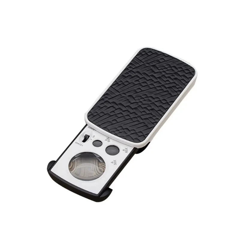 Slide-Out Jewelry Loupe Magnifier 30X 60X 90X LED with UV Light for Diamonds Coins Stamps