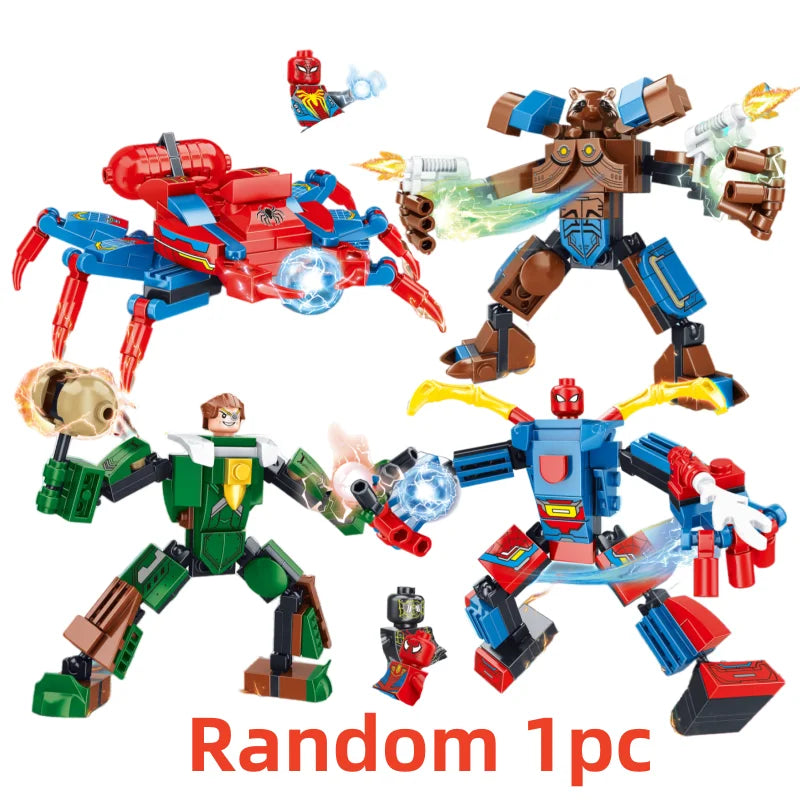 Blind Box Mini Building Block Figures Collectible Superhero Blind Pack Goblin Spider-Man Iron Man Venom Deadpool Gift for Teens & Collectors