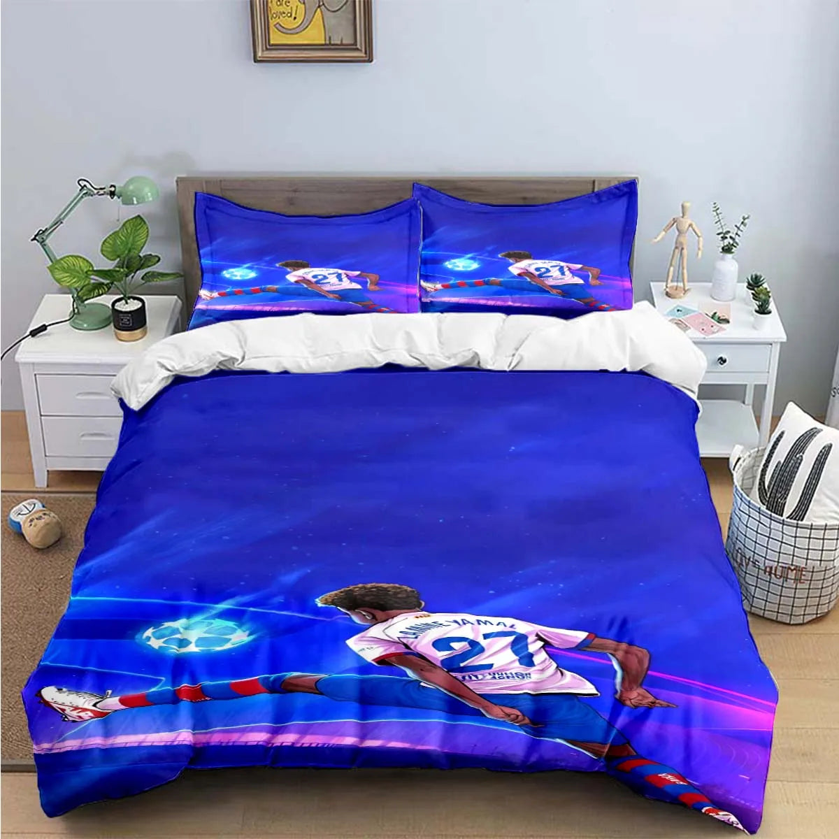 3-Piece Football 3D Print Microfiber Duvet Cover Set with Pillowcases – Soft Hypoallergenic Bedding