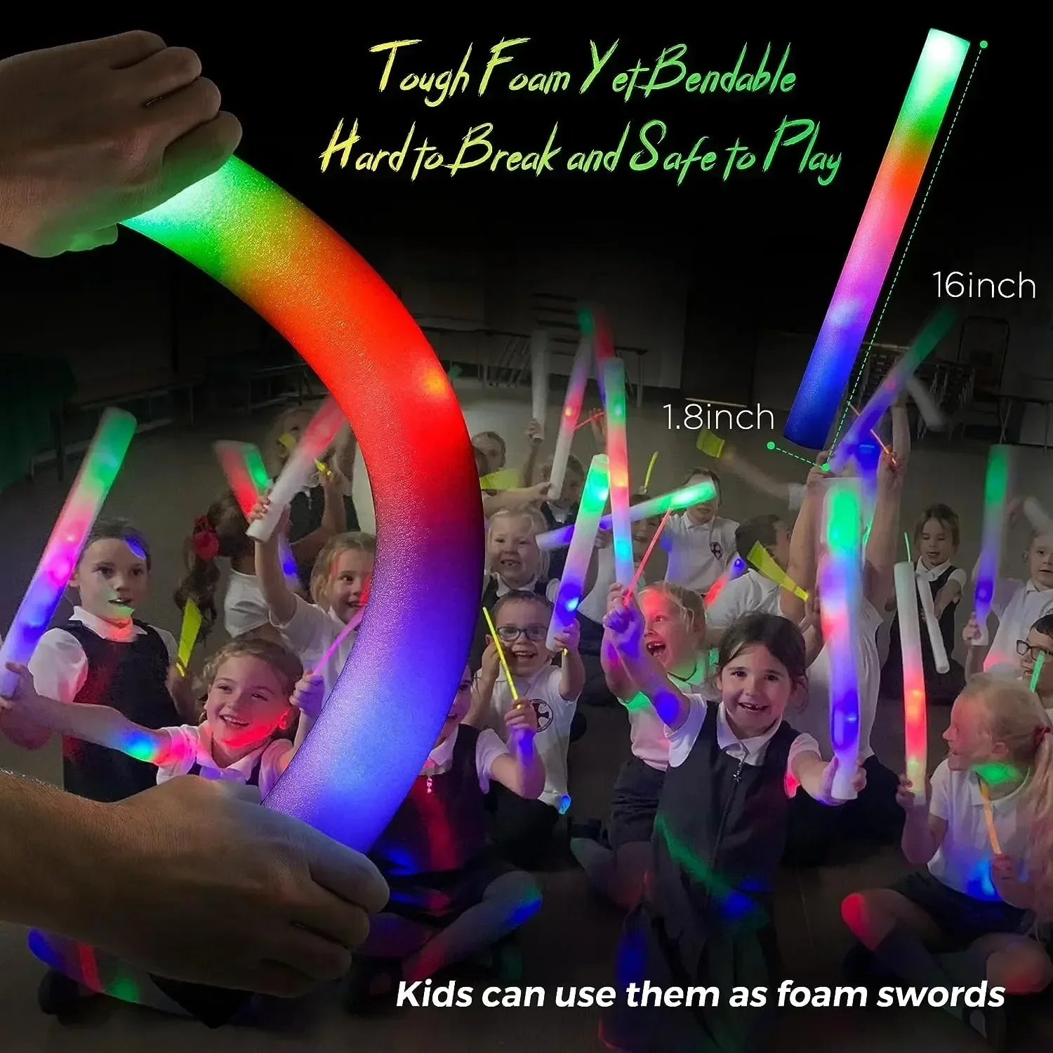 LED Glow Foam Sticks - Pack of 1/10/20/30/50 RGB Light-Up Cheer Tubes for Concerts, Parties & Weddings