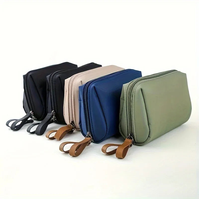 Small Solid Color Portable Makeup Bag - Waterproof Travel Cosmetic Pouch Organizer