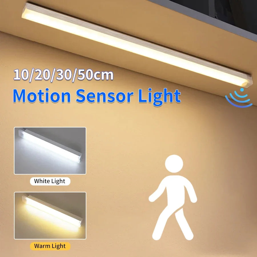 Motion Sensor Rechargeable LED Light for Closet Cabinet Wardrobe, Wireless Under-Cabinet Night Light, 4/8/12/20 in (10/20/30/50 cm)