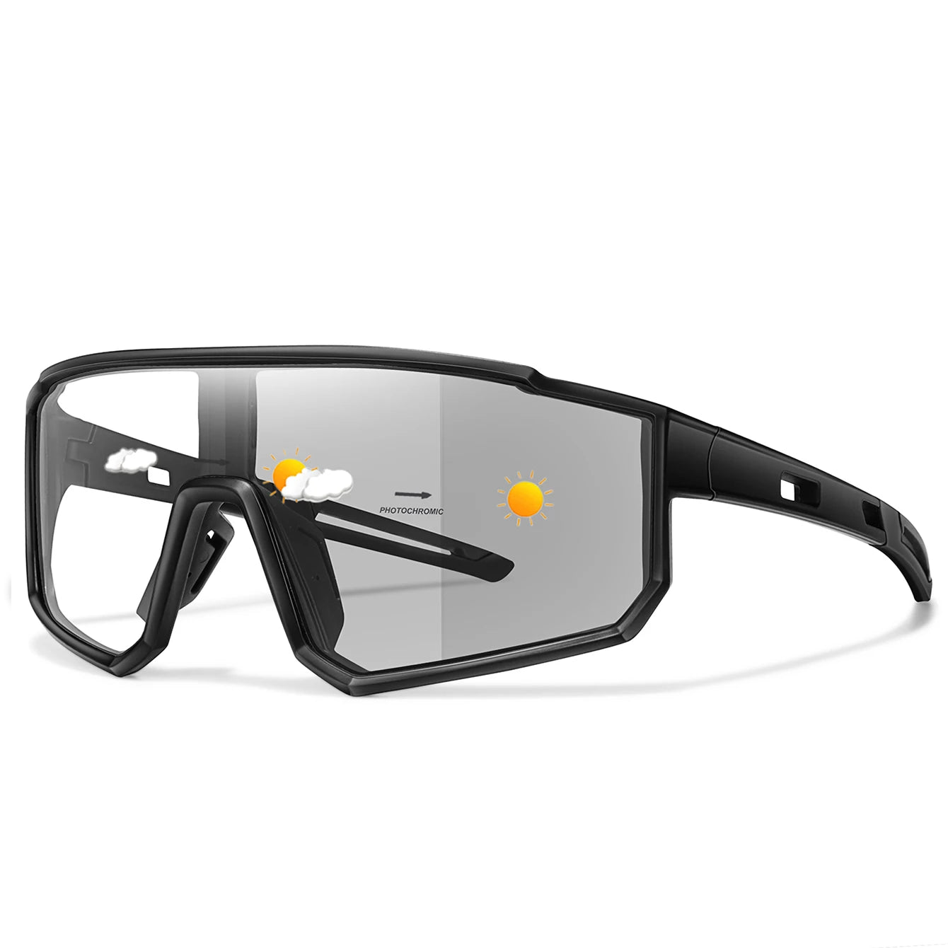 Unisex Photochromic Road Bike Sunglasses - Polycarbonate Lenses, 142 mm (5.6 in) W x 58 mm (2.3 in) H