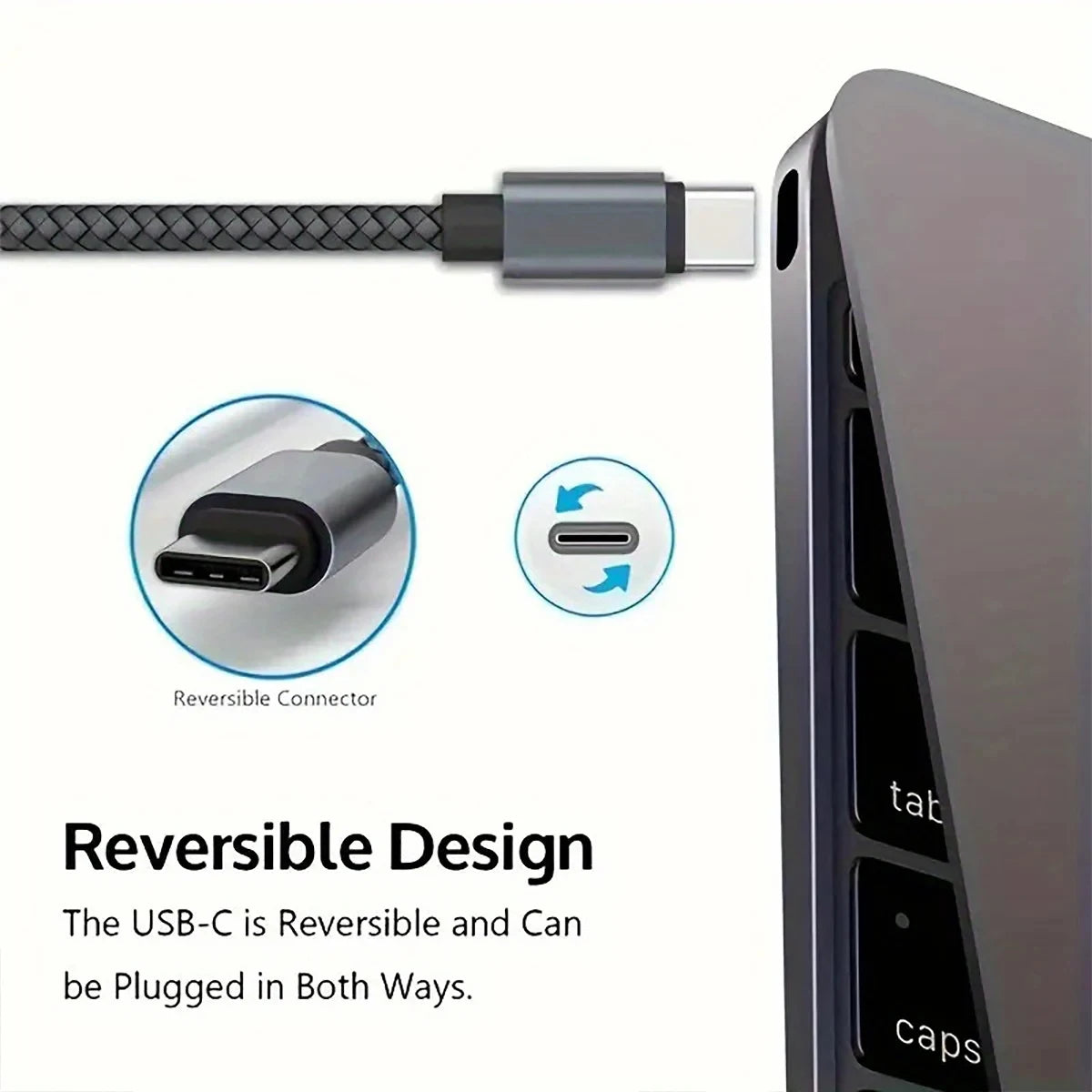 66W 5A Nylon USB-C to USB-C Fast Charging Cable — 1m/3.3ft, 2m/6.6ft, 3m/9.8ft | Braided PD Quick Charge for USB-C Devices