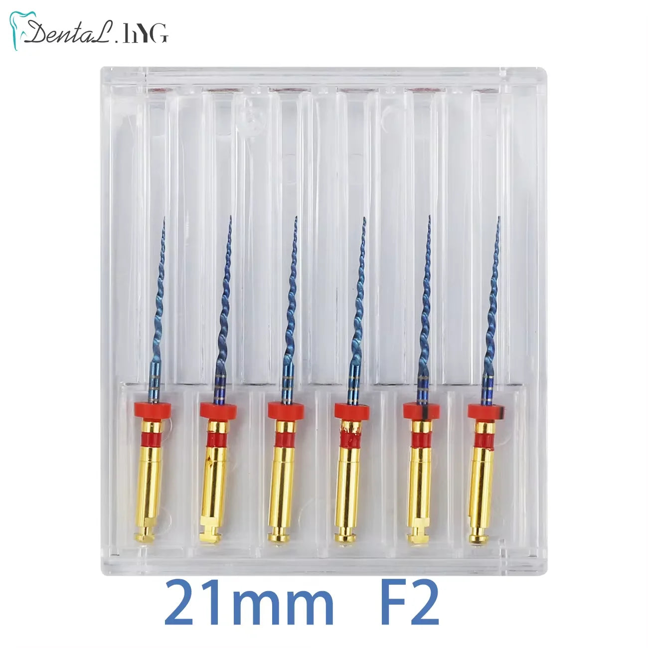 Gold-Coated NiTi Rotary Root Canal Files 6-Pack - Endodontic Files 19mm (0.75in) & 21mm (0.83in)
