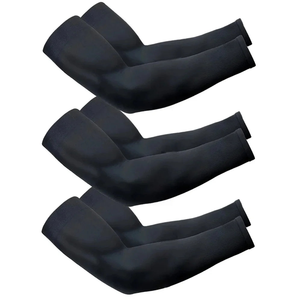 3-Pack UPF 50+ Ice Silk Arm Sleeves, Breathable UV Sun Protection for Driving, Cycling, Sports & Hiking