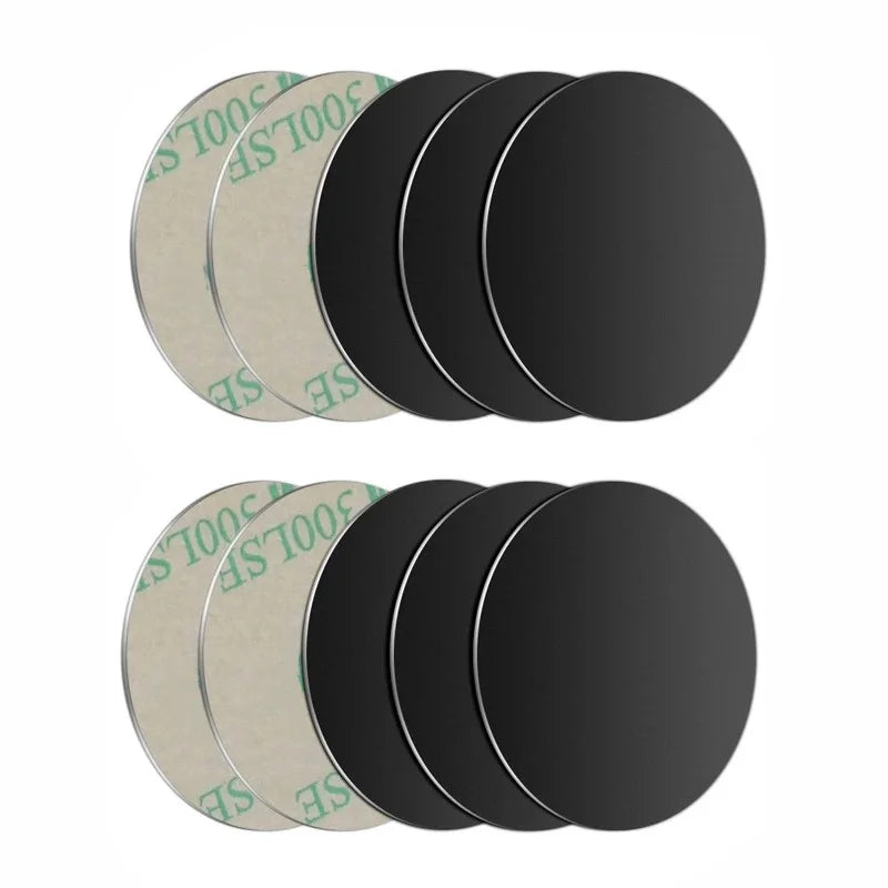 5-Pack Magnetic Metal Phone Plates — Adhesive Disk Stickers for Universal Magnetic Car Phone Mounts