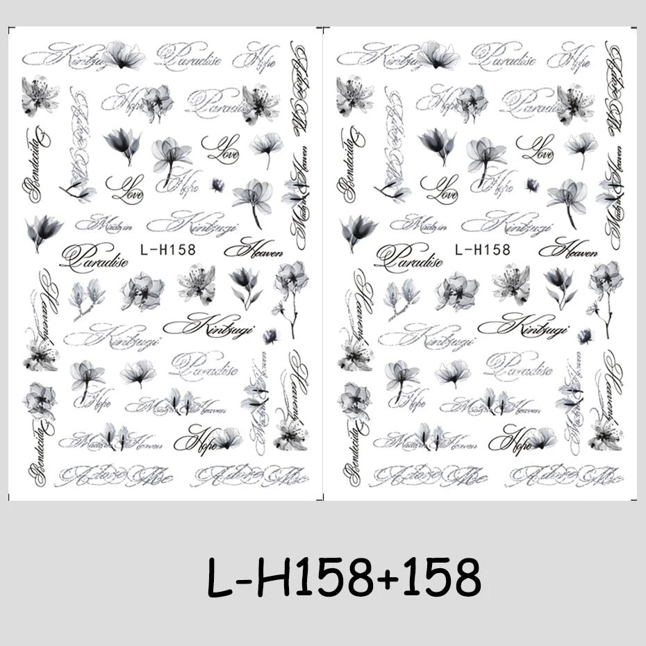 Punk Gothic Letter Nail Stickers Metallic Y2K Retro Nail Charms 3-Pack
