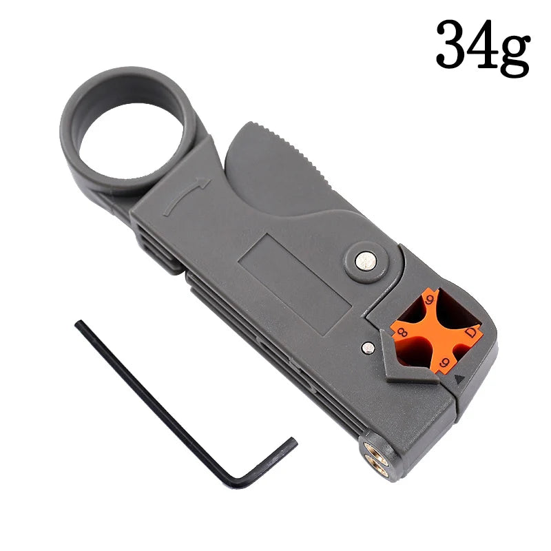 Multifunctional Coaxial Cable Stripper Rotary Network Wire Stripper for RG58 RG59 RG6 3C-2V 5C