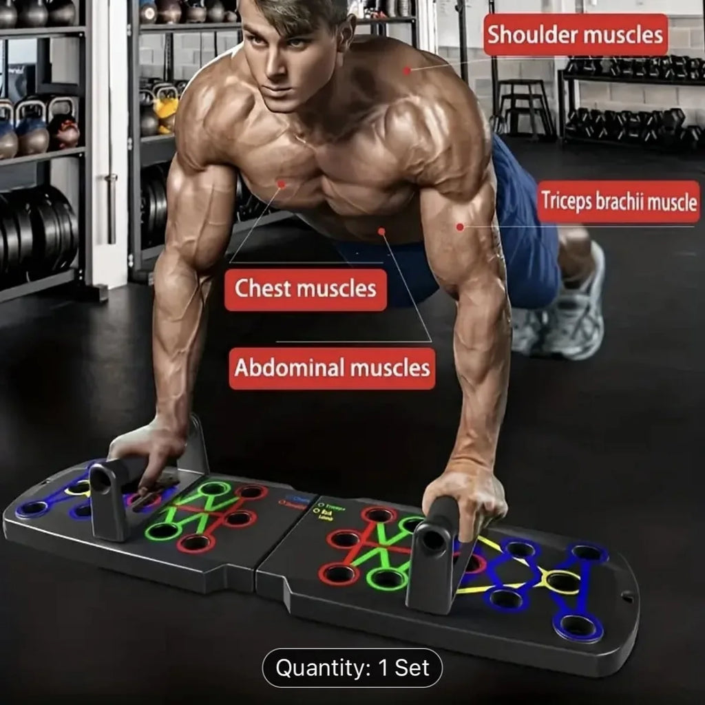 Adjustable Foldable Push-Up Board with Handles – Home Workout Stand for Chest, Triceps, Core & Strength Training