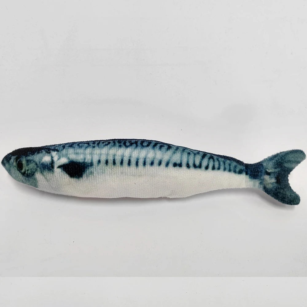 3D Fish-Shaped Plush Cat Toy, Interactive Chew & Teaser, 20 cm (7.9 in)