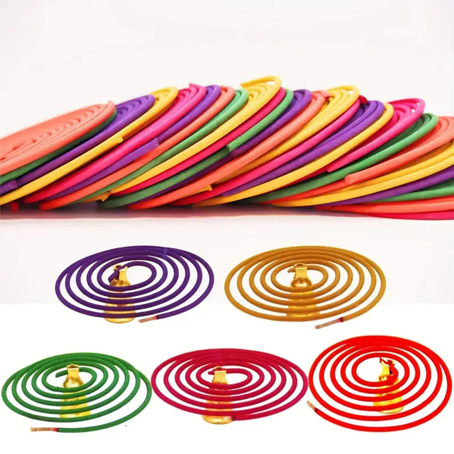 50-Pack Mixed Fragrance Spiral Incense Sticks – Lemon, Rose, Jasmine, Lavender & Orange, 3–4 Hour Burn
