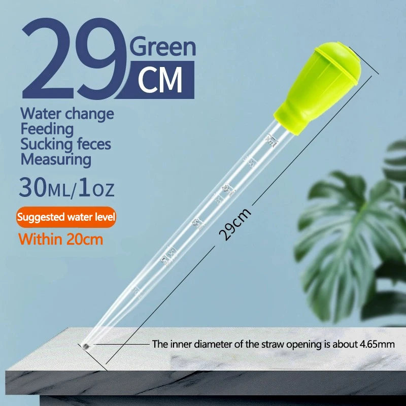 Extendable Aquarium Siphon & Pipette Cleaner - Fish Tank Vacuum Water Changer, Silicone Plastic, 11.4 in (29 cm) & 18.1 in (46 cm)