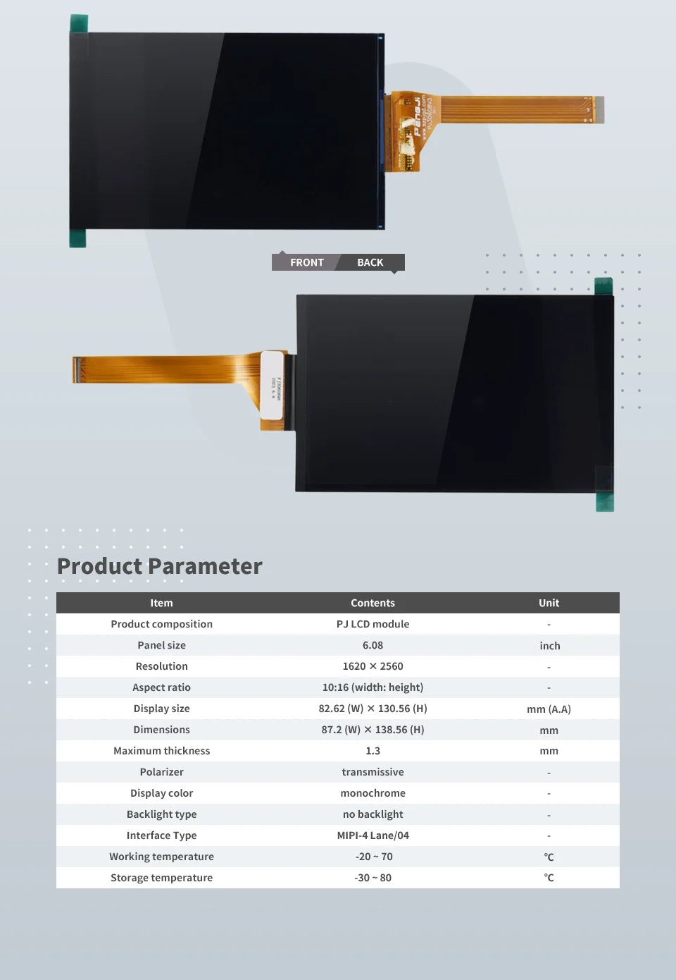 6.08-Inch (154 mm) 2K Mono LCD Screen 1620×2560 High-Transmittance Replacement for Resin 3D Printers — Firmware Update Required