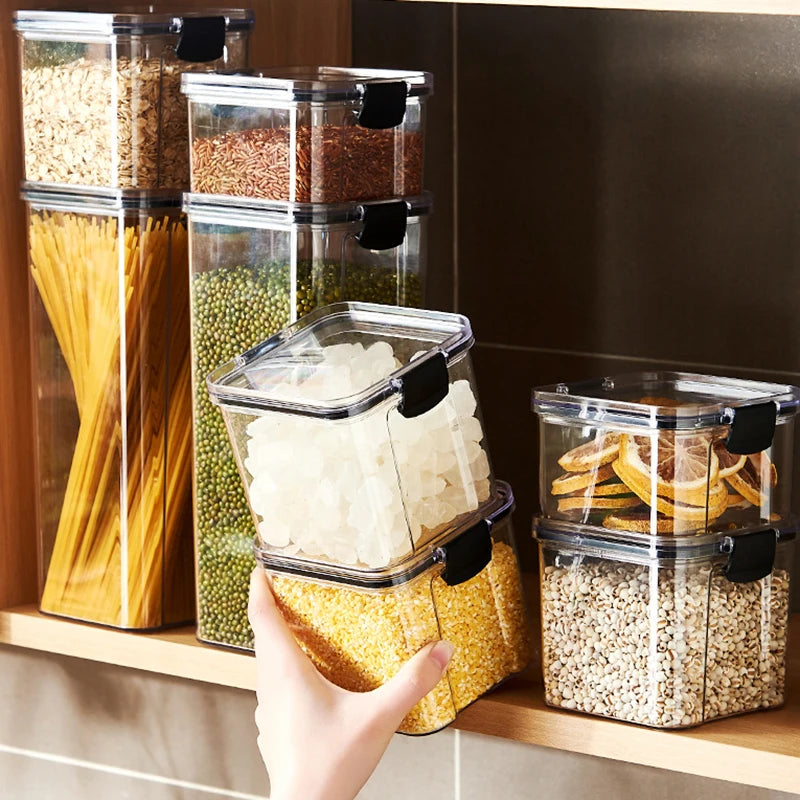Airtight Plastic Pantry Storage Jars - Sealed Kitchen Canisters (460ml–1800ml / 15.6–60.8 fl oz)