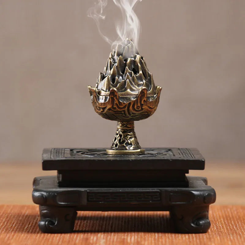 Auspicious Cloud Alloy Incense Burner with 42-Pack Agarwood & Sandalwood Fragrance Tablets Non-Stick Aromatherapy Pan