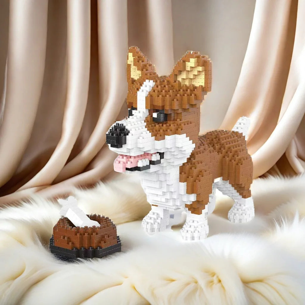 Corgi Micro Mini Building Blocks Kit — DIY Cute Corgi Dog Brick Model, ABS Display Gift