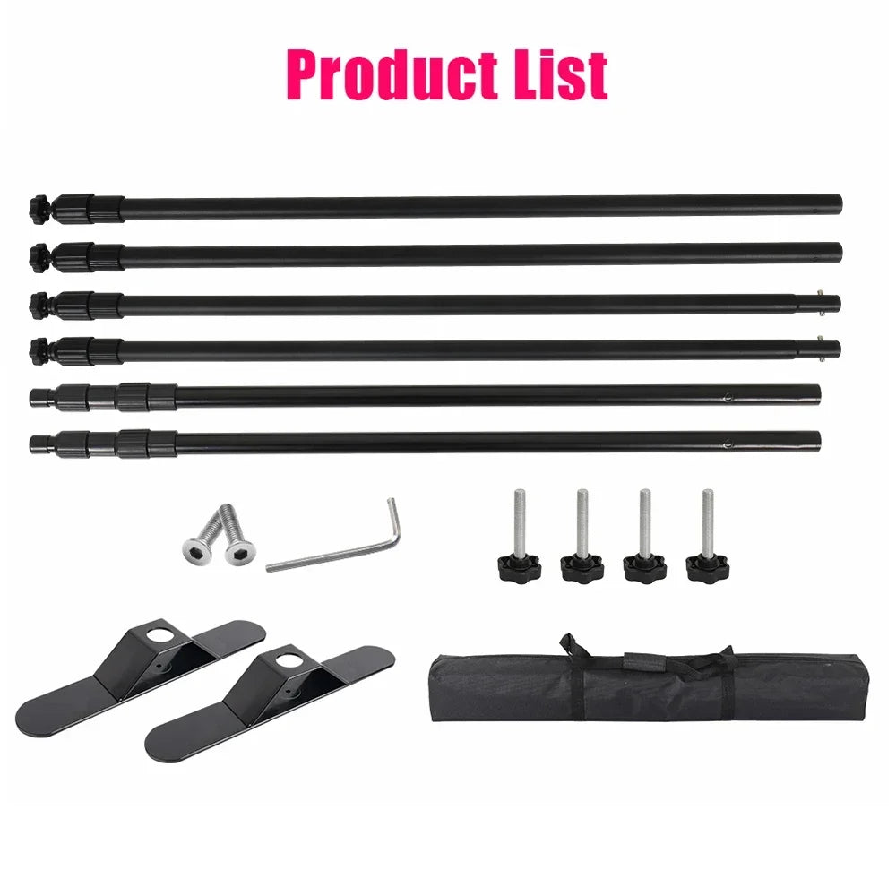 Adjustable Double Crossbar Backdrop Stand Frame for Photo & Video Studio — 77.8–133.9 in (197.5–340 cm) W x 41.1–106.3 in (104.5–270 cm) H