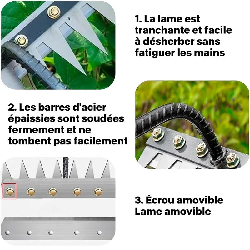 Carbon Steel Garden Hand Rake - 5/6/7/8-Tine Weeding Hoe (1-Pack)