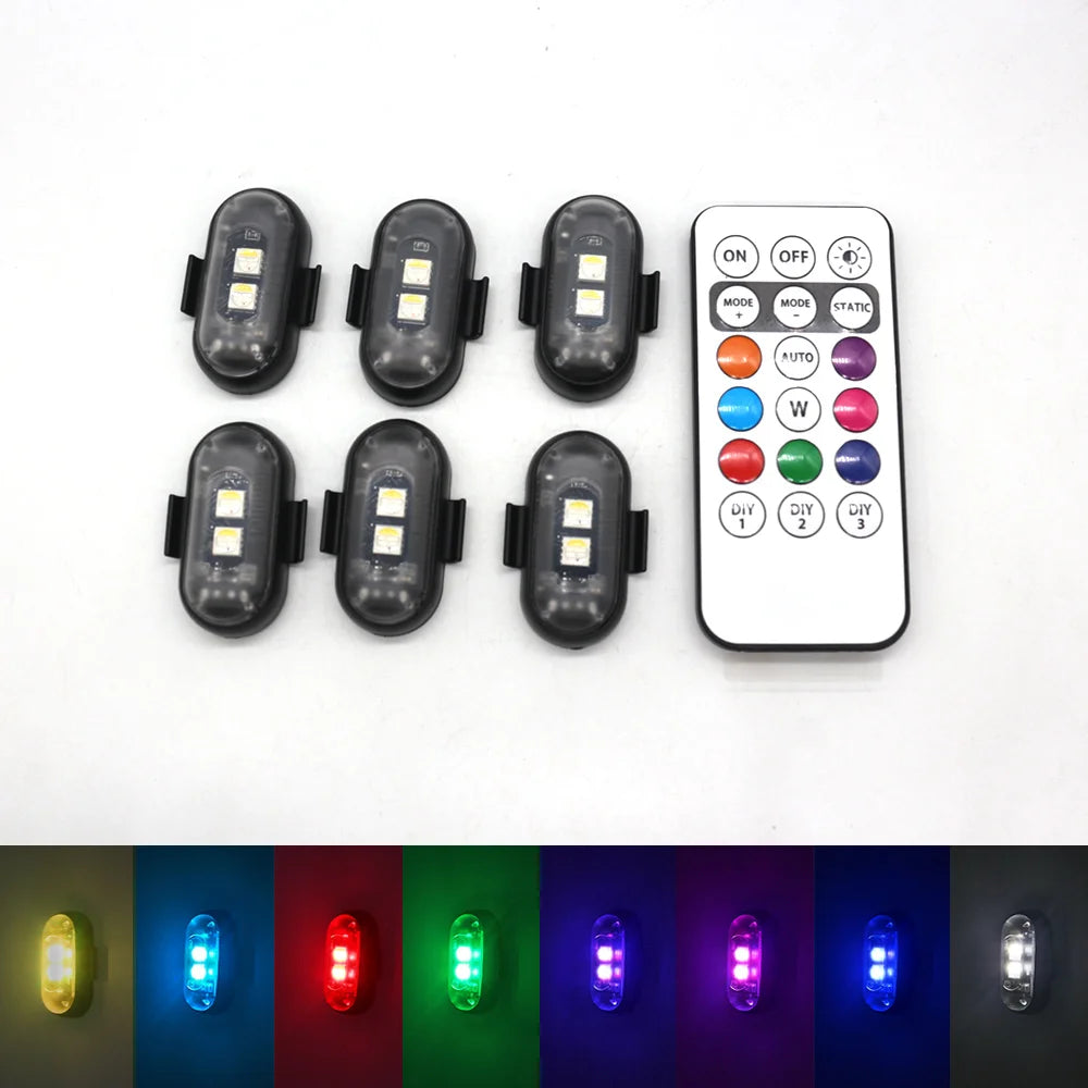 4/10-Pack Car LED Warning Lights — Rechargeable Wireless Decorative Atmosphere Lamps with Remote Control