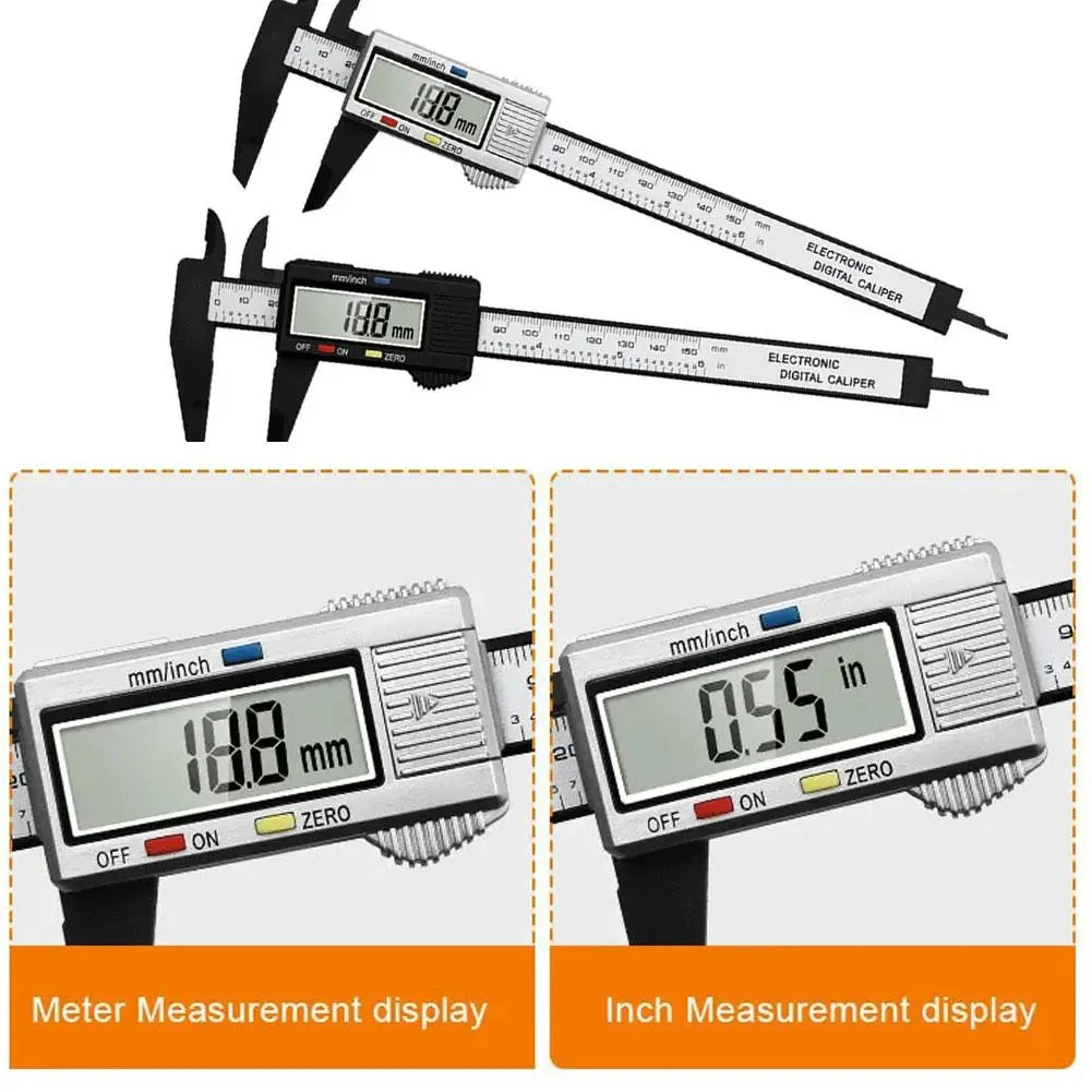 0-150mm (0-6 in) Digital Caliper – High-Strength Plastic Electronic Measuring Tool for Students, Woodworking & Home