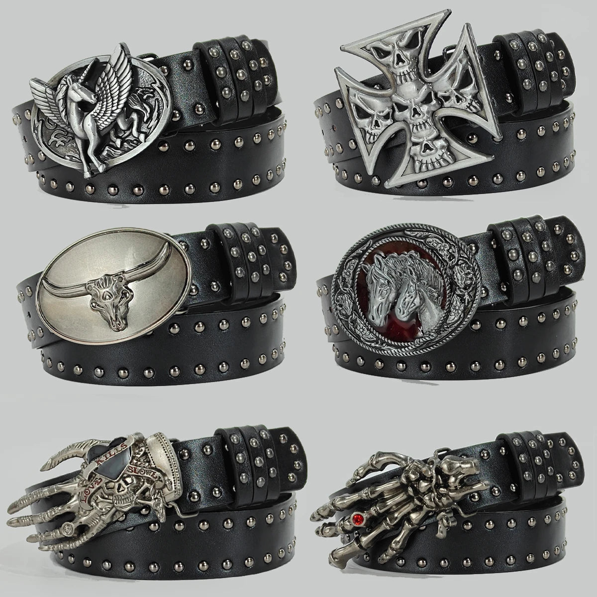 Bohemian Cross Gothic Waist Belt Unisex Adjustable PU Waistband for Jeans 3.8 cm (1.5 in) Wide