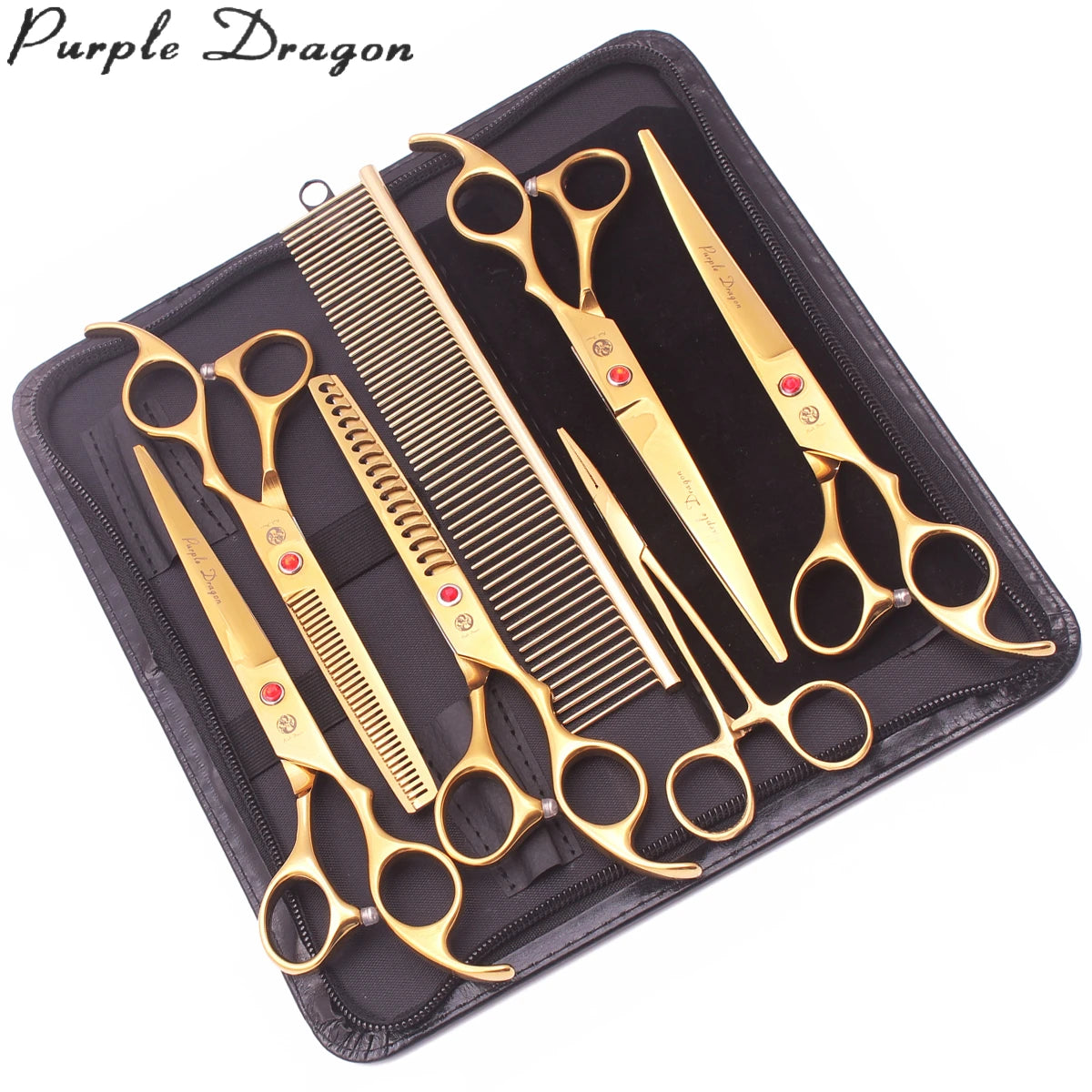 7-Inch (19.5 cm) Stainless Steel Pet Grooming Scissors Kit – Straight, Thinning, Chunker & Curved Shears