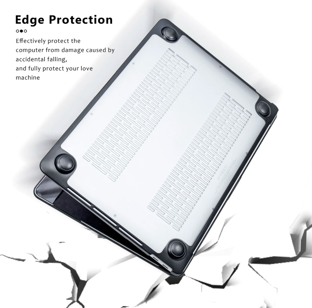 Matte Transparent PC+TPU Protective Case for MacBook Air & Pro 13/13.6/14/15.3/16-inch (33-41 cm) - Full Shell with Keyboard Cover & Vented Non-Slip Feet