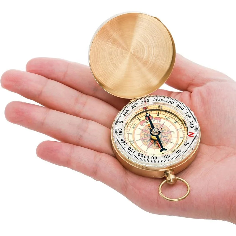 Copper Pocket Compass – Waterproof Glow-in-the-Dark Navigation Compass with Lanyard, 2 x 2 in (5 x 5 cm)