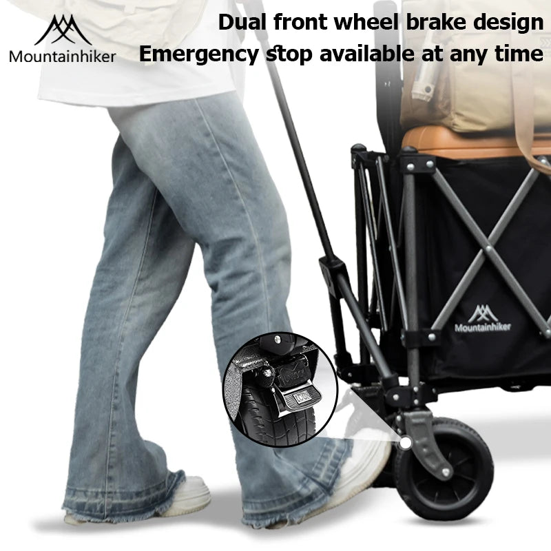 240L (63.4 gal) Camping Handcart Wagon – 900D Oxford Fabric & Iron Frame, Foldable Utility Cart, 2 Colors