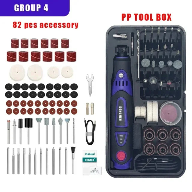 Mini Cordless Rotary Tool 3-Speed Grinder Engraving Pen USB-C 55-Piece Accessory Kit