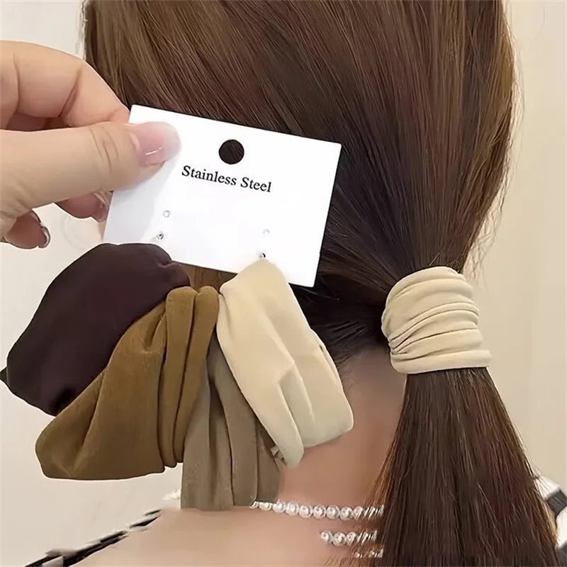 4-Pack Thick Widened Elastic Hair Bands for Women – Ponytail Holders Scrunchies, Korean Fashion Hair Accessories