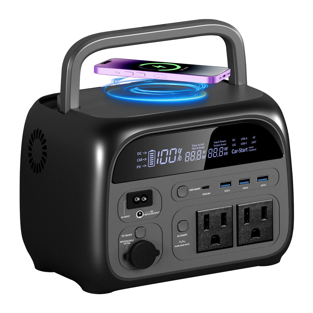 345Wh 500W Portable Power Station - 108000mAh LiFePO4 Power Bank for Camping, Home, RV Backup & UPS