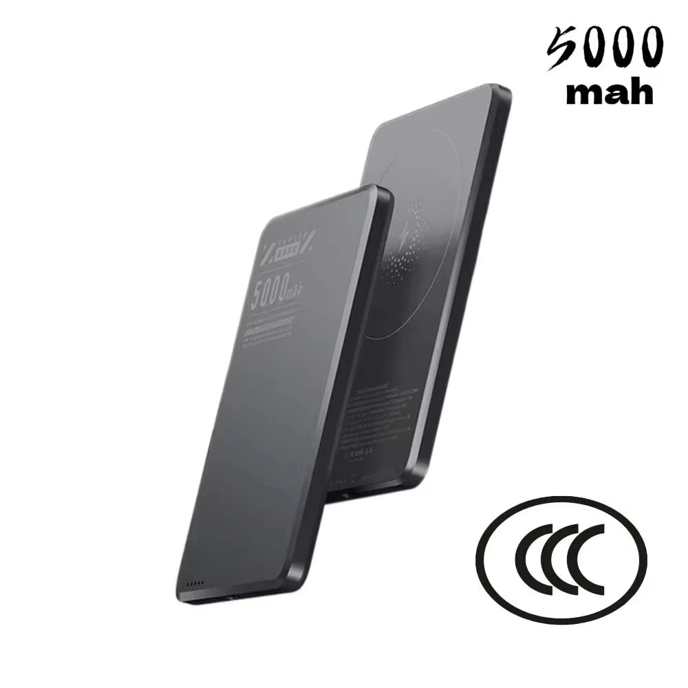 5000mAh Qi2 Wireless Power Bank Ultra Slim Magnetic Back-Clip Fast Charge Portable Battery for Smartphones