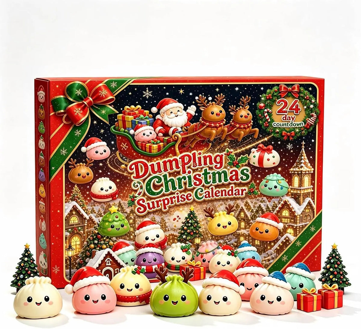 Christmas Dumpling Squishies Advent Calendar - 24-Day Blind Box Countdown Stress Relief Gifts