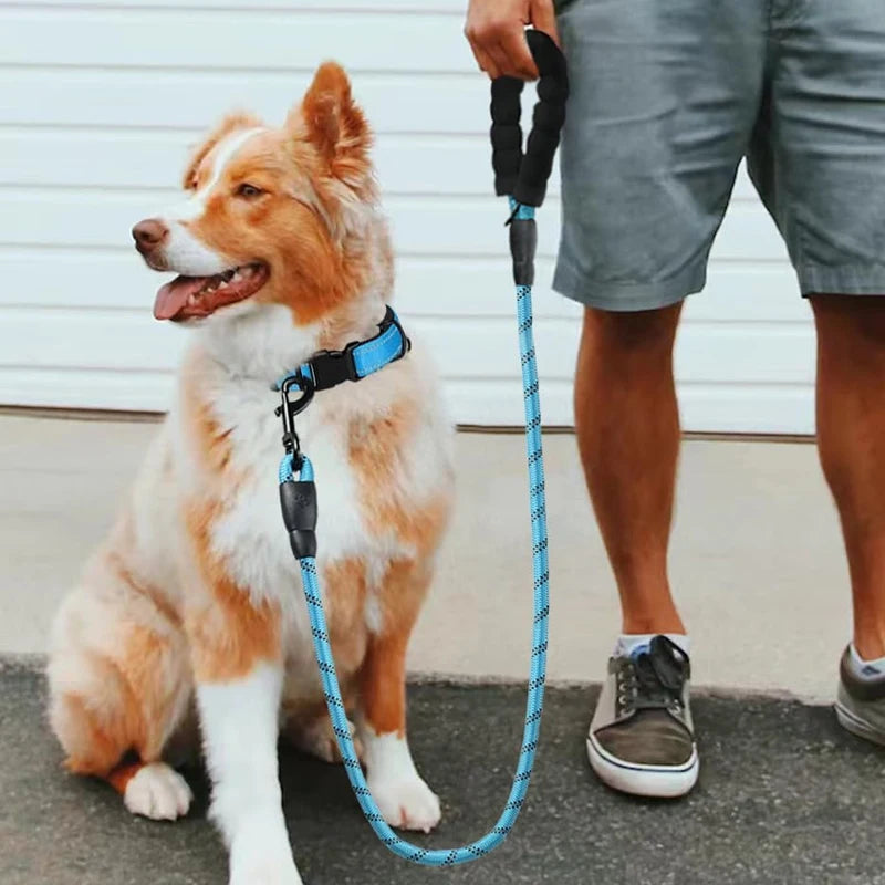 Reflective Padded Handle Dog Leash - Heavy-Duty Double Rope, 1.5 m (4.9 ft) for Small to Large Dogs