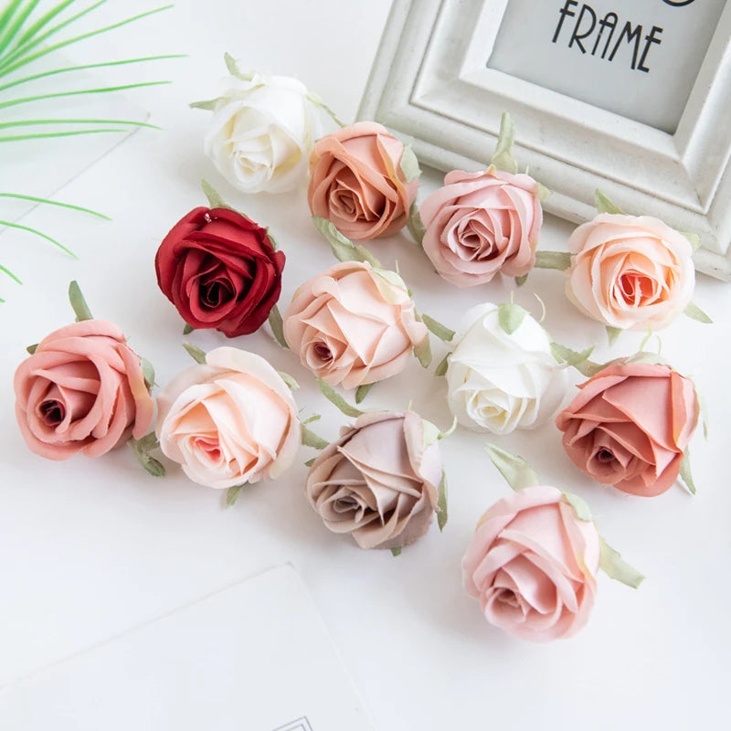 Silk Rose Head Artificial Flowers - 5 or 10-Pack for Wedding & Home Decor, DIY Garland and Flower Wall