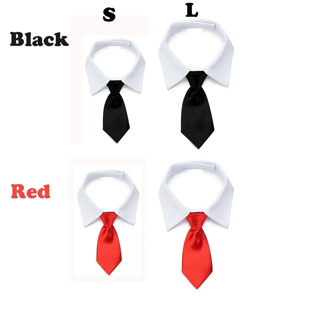 Adjustable Pet Necktie Bow Tie Collar - Formal Tuxedo Accessory for Dogs & Cats, Black & Red, Small & Large (9–14 in | 24–36 cm)