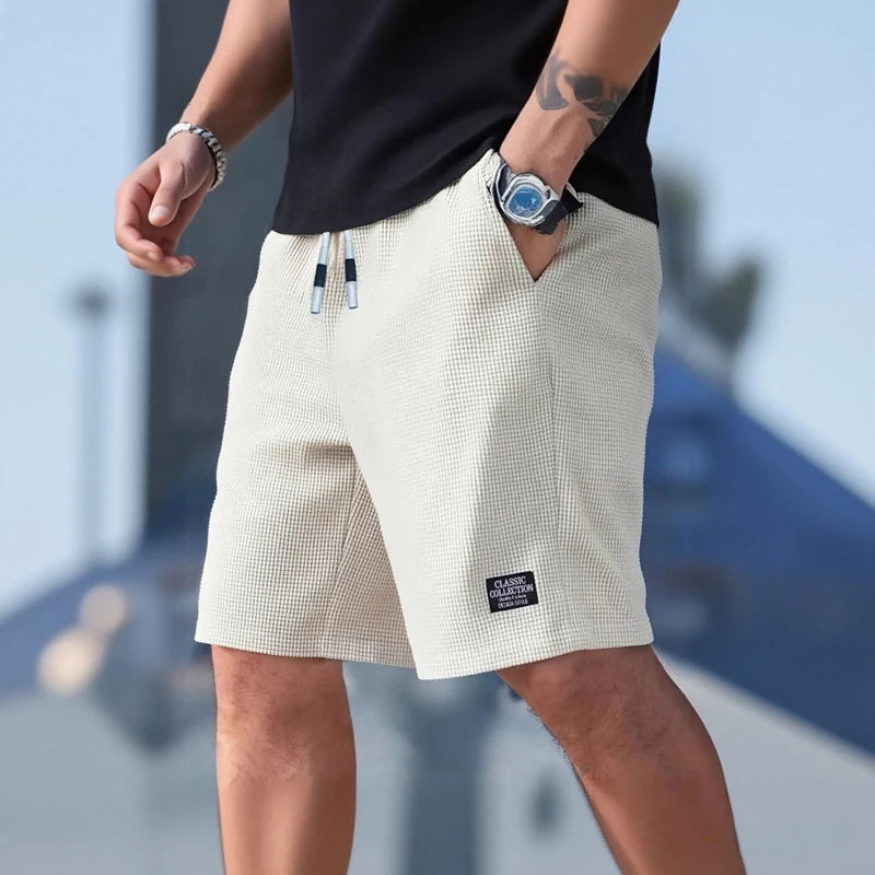 Men's Casual Beach Knit Shorts - Polyester Solid Regular Fit
