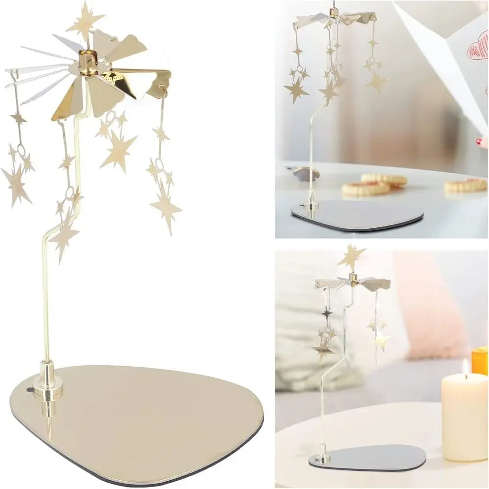 Carousel Candle Spinner Rotating Tealight Holder for Wedding, Christmas & Home Office Decor – Gold, Silver