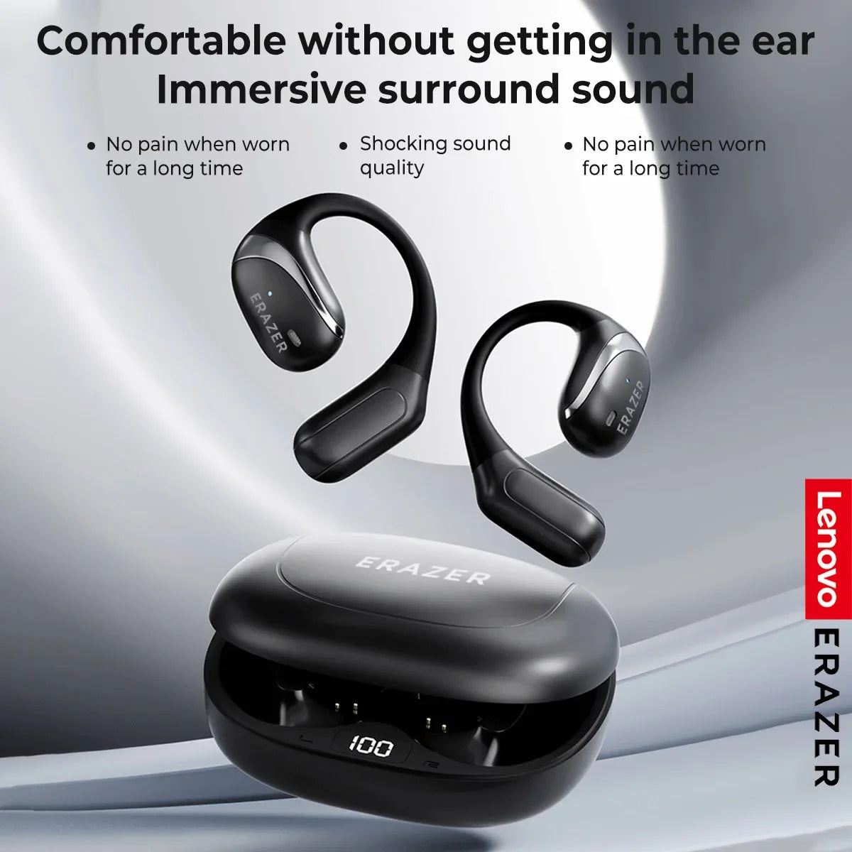 Open-Ear Wireless Bluetooth Sports Headphones HiFi Stereo with Mic Noise Reduction IPX5 Waterproof