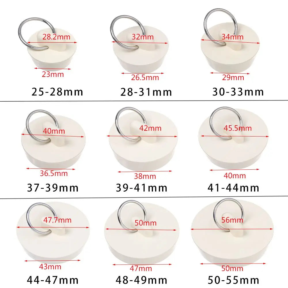 Universal Rubber Sink & Bathtub Drain Stopper Plug — Leakproof Floor Drain Strainer, White