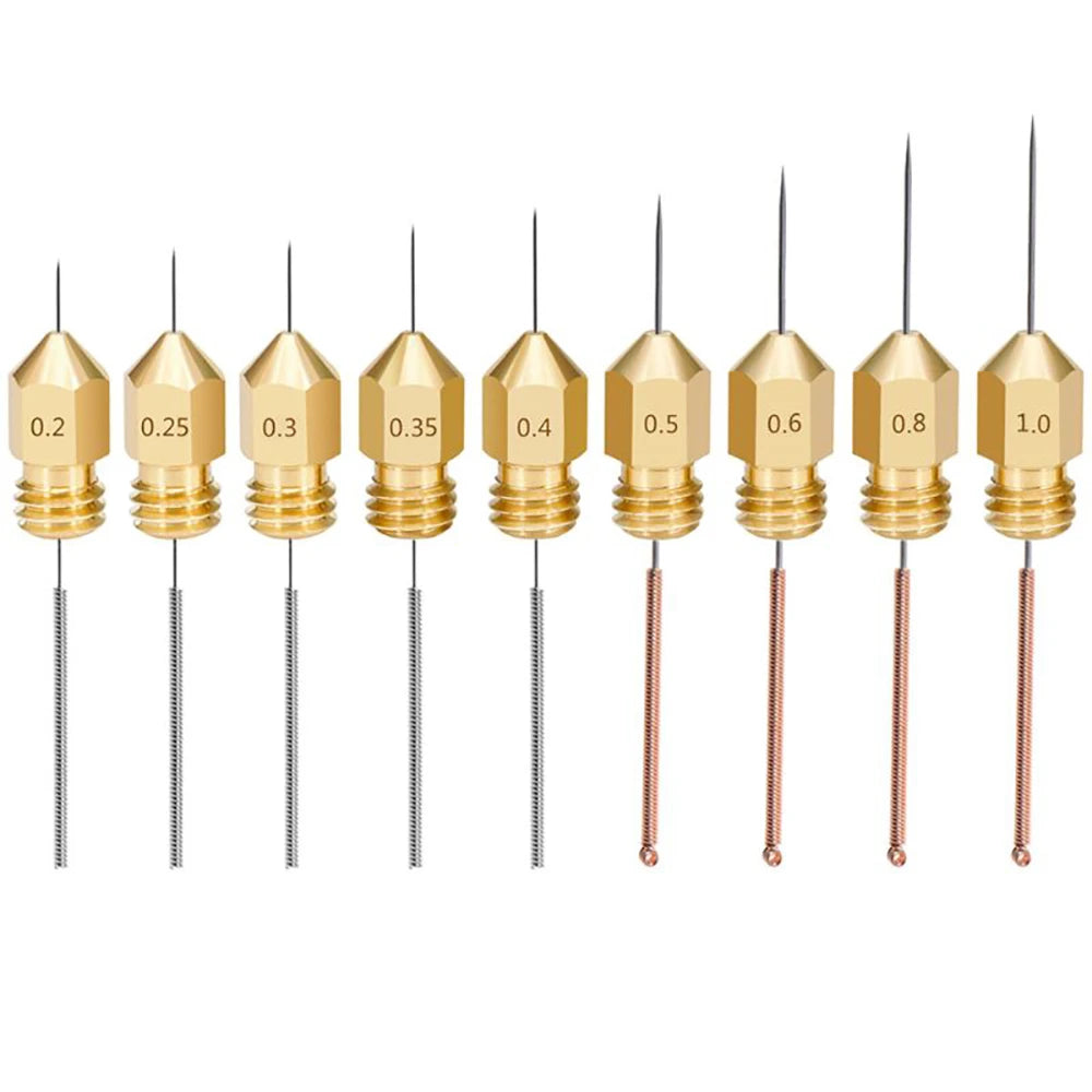 10-Piece Stainless Steel 3D Printer Nozzle Cleaning Needle Kit, 10 Sizes 0.15–1.0mm (0.006–0.039 in)