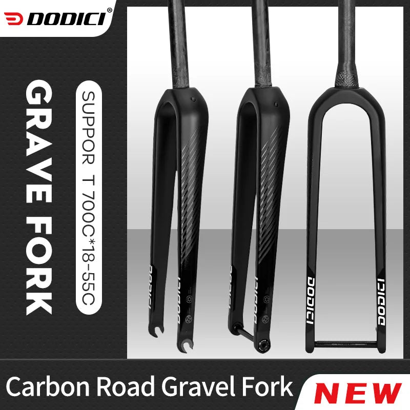 Carbon Fiber Road & Gravel Bike Front Fork - Quick Release, 28.6mm Steerer, Fits 700C Tires up to 55C