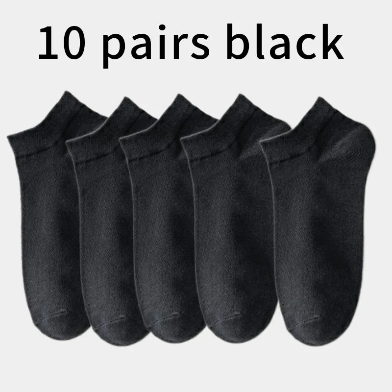 Men's Breathable Sports Crew Socks, 3/5/10 Pairs, Polyester-Cotton Anti-Odor Sweat-Absorbent