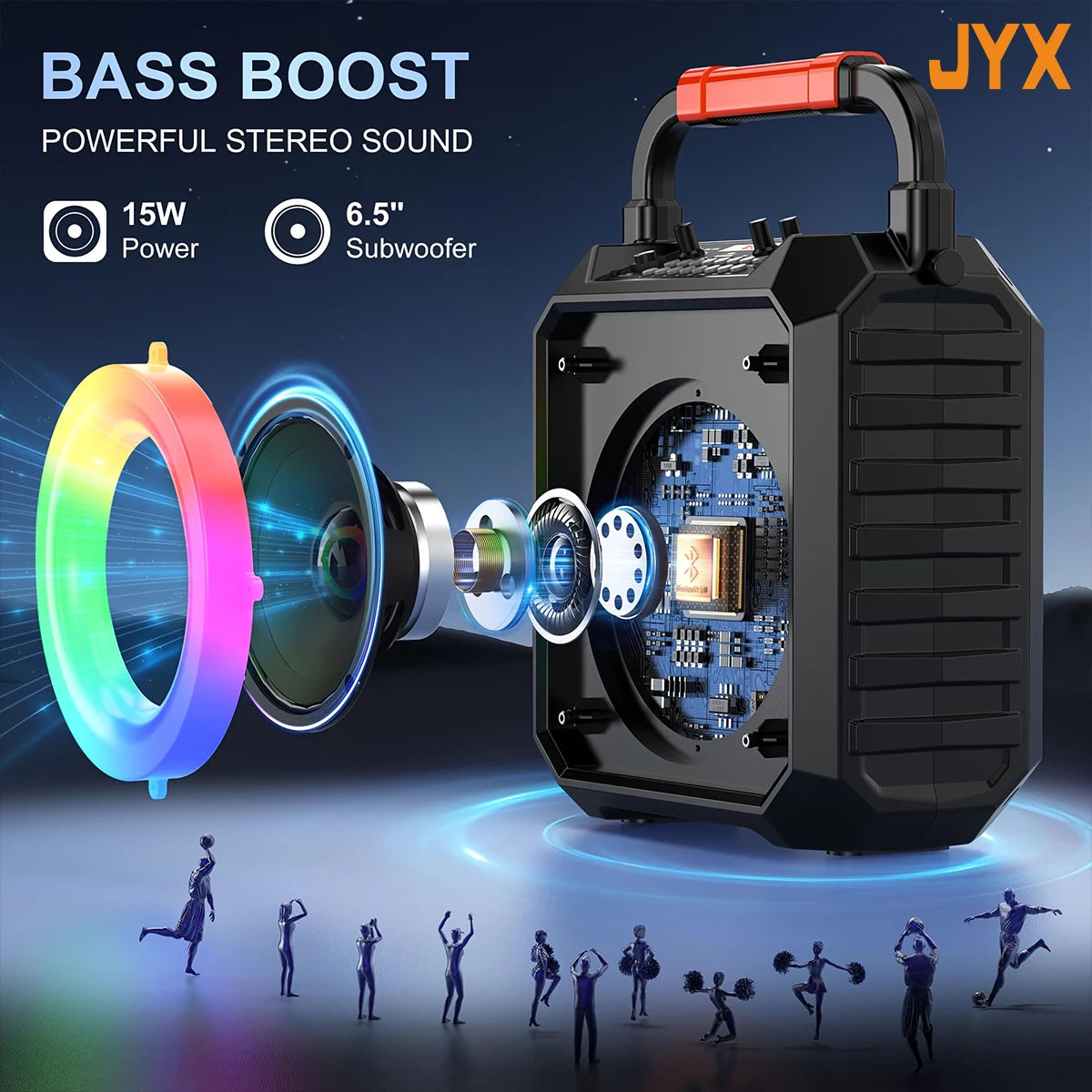 T17 Karaoke Machine with 2 Wireless Microphones - Portable Bluetooth Speaker Home Karaoke System with RGB Lights