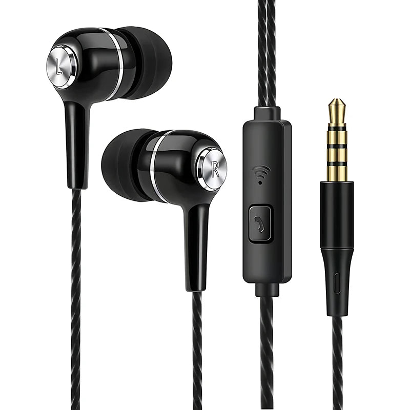 3.5mm Wired In-Ear Headphones with Microphone - HiFi Heavy Bass Stereo Earbuds for Gaming & Sports