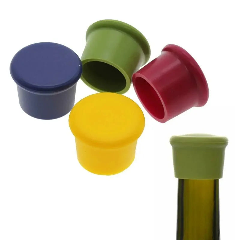 5-Pack Flexible Food-Grade Silicone Wine & Beer Bottle Stoppers, Leakproof Cocktail Glass Corks, Reusable Bar Accessories