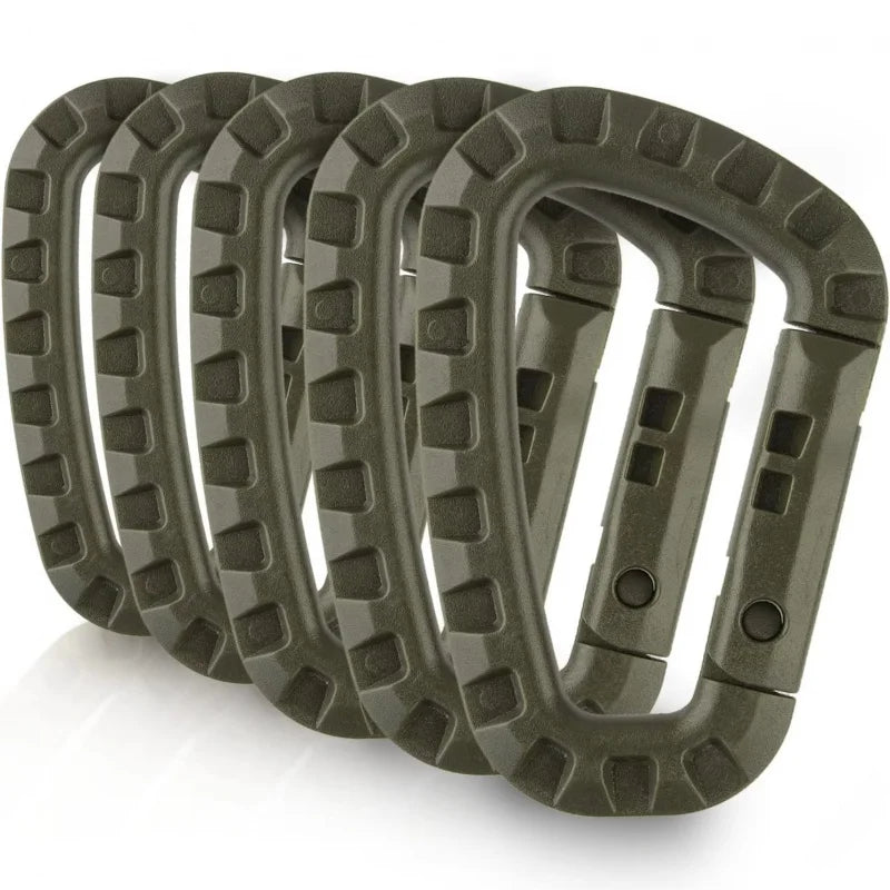 Tactical Carabiner D-Ring Clips for Backpack & Keychain - 1-10 Pack