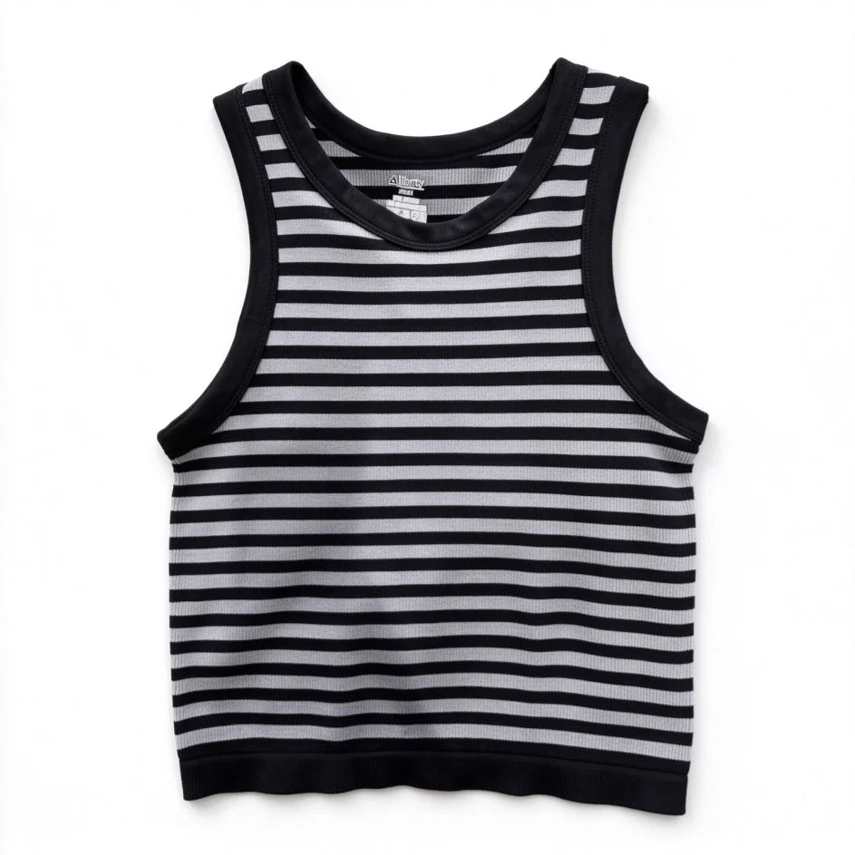 Ribbed Striped Women's Tank Top - Sleeveless Summer Top for Ladies